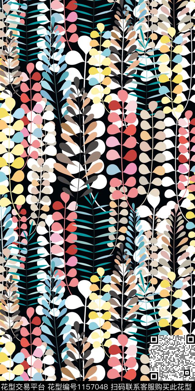 数码华亿平台黑底花卉大牌风数码印花华亿平台下载（图片编号: 1157048） - 瓦栏（Walan）