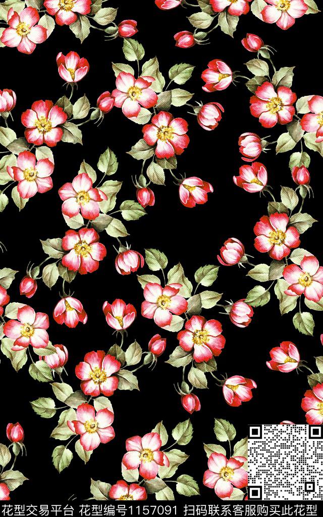少女小碎花花卉数码印花华亿平台下载（图片编号: 1157091） - 瓦栏（Walan）