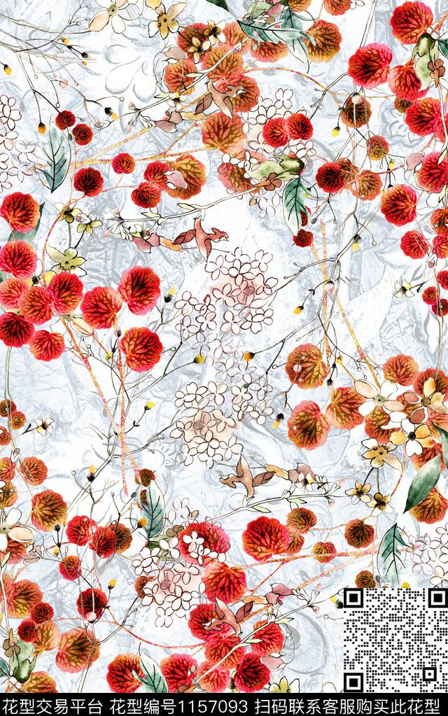 少女小碎花花卉数码印花华亿平台下载（图片编号: 1157093） - 瓦栏（Walan）
