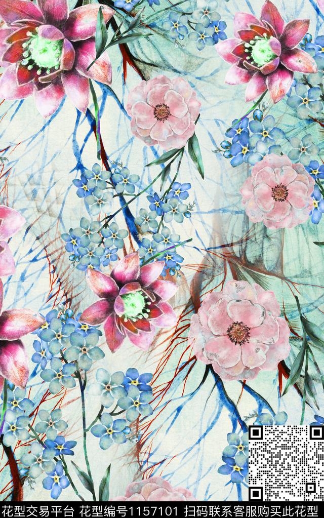 肌理少女小碎花数码印花华亿平台下载（图片编号: 1157101） - 瓦栏（Walan）