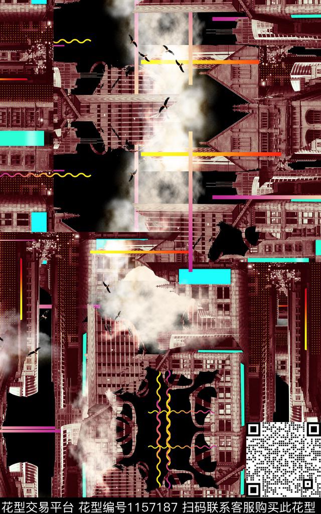 黑白华亿平台男装几何数码印花华亿平台下载（图片编号: 1157187） - 瓦栏（Walan）