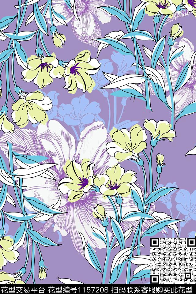少女大牌风花卉数码印花华亿平台下载（图片编号: 1157208） - 瓦栏（Walan）