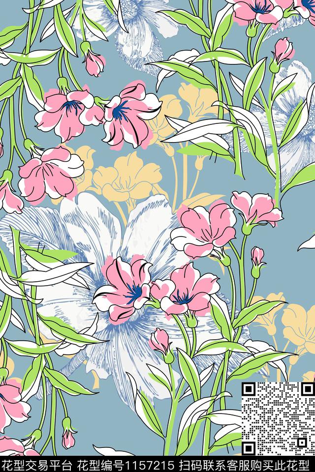 少女大牌风花卉数码印花华亿平台下载（图片编号: 1157215） - 瓦栏（Walan）