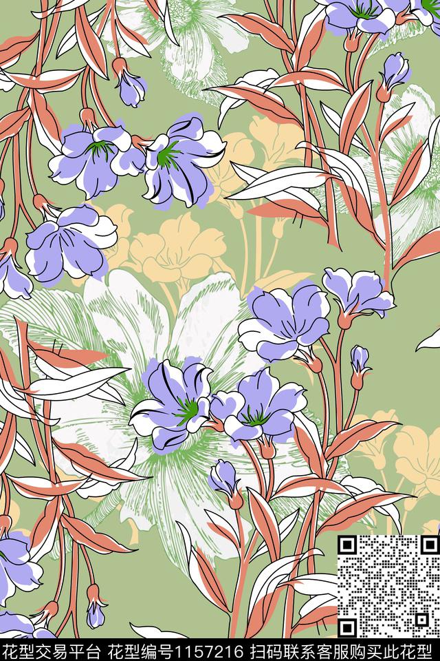 少女大牌风花卉数码印花华亿平台下载（图片编号: 1157216） - 瓦栏（Walan）