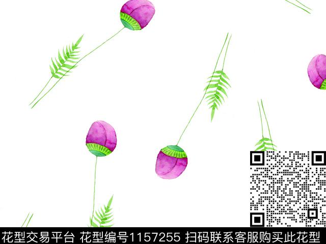 简约年轻女性手绘花卉数码印花华亿平台下载（图片编号: 1157255） - 瓦栏（Walan）