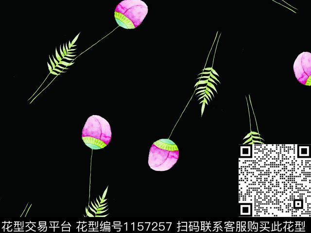 简约年轻女性手绘花卉数码印花华亿平台下载（图片编号: 1157257） - 瓦栏（Walan）