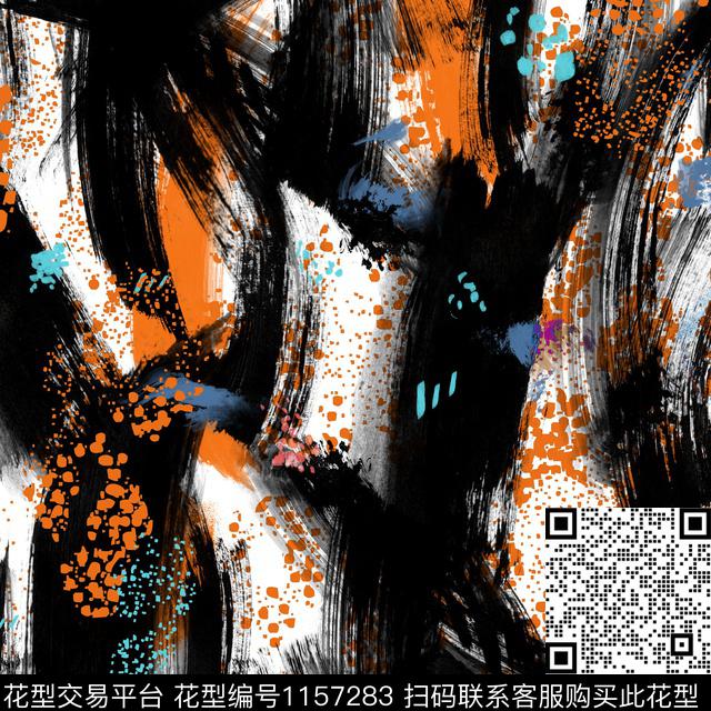 笔触抽象艺术数码印花华亿平台下载（图片编号: 1157283） - 瓦栏（Walan）