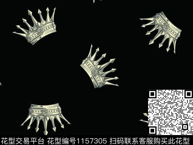 手绘民族风王冠数码印花华亿平台下载（图片编号: 1157305） - 瓦栏（Walan）