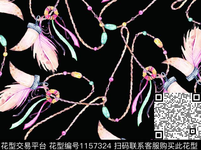 羽毛链条休闲数码印花华亿平台下载（图片编号: 1157324） - 瓦栏（Walan）