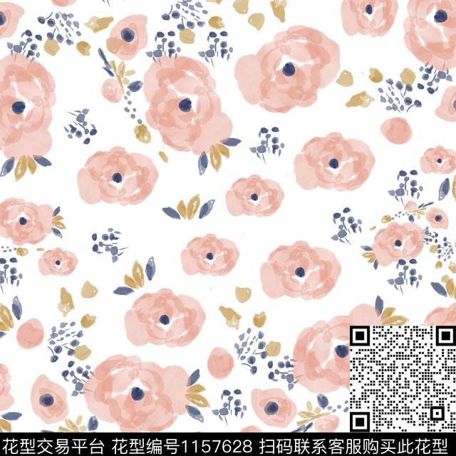 少女水彩花卉热带华亿平台数码印花华亿平台下载（图片编号: 1157628） - 瓦栏（Walan）