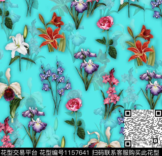彩底花卉水彩花卉春夏花卉数码印花华亿平台下载（图片编号: 1157641） - 瓦栏（Walan）