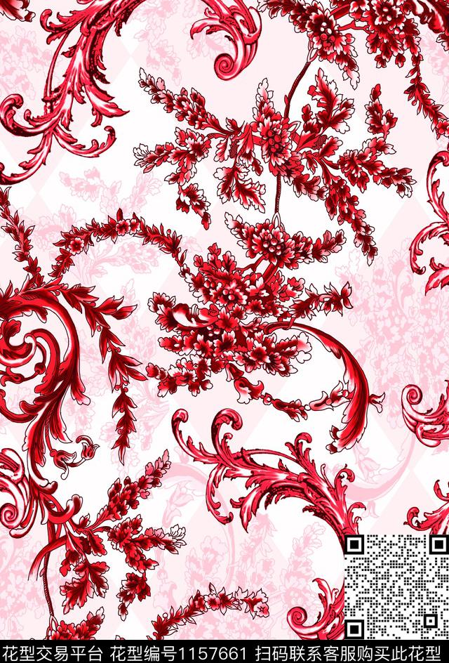 定位花数码华亿平台格子数码印花华亿平台下载（图片编号: 1157661） - 瓦栏（Walan）