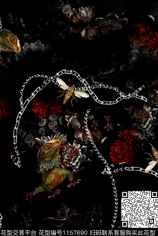 大牌风褪色花卉潮牌数码印花华亿平台下载（图片编号: 1157690） - 瓦栏（Walan）