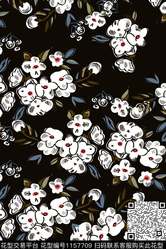 数码华亿平台黑白华亿平台小碎花数码印花华亿平台下载（图片编号: 1157709） - 瓦栏（Walan）