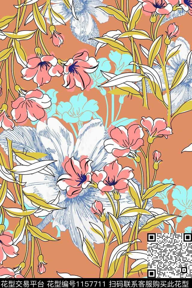 少女大牌风花卉数码印花华亿平台下载（图片编号: 1157711） - 瓦栏（Walan）