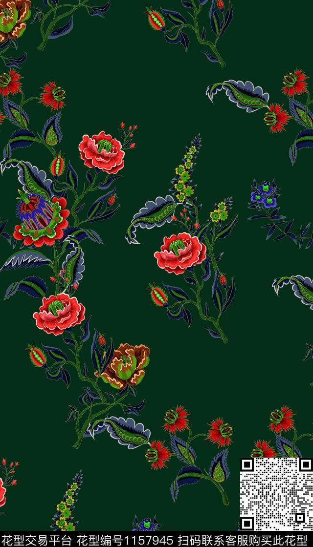 女装连衣裙花卉数码印花华亿平台下载（图片编号: 1157945） - 瓦栏（Walan）