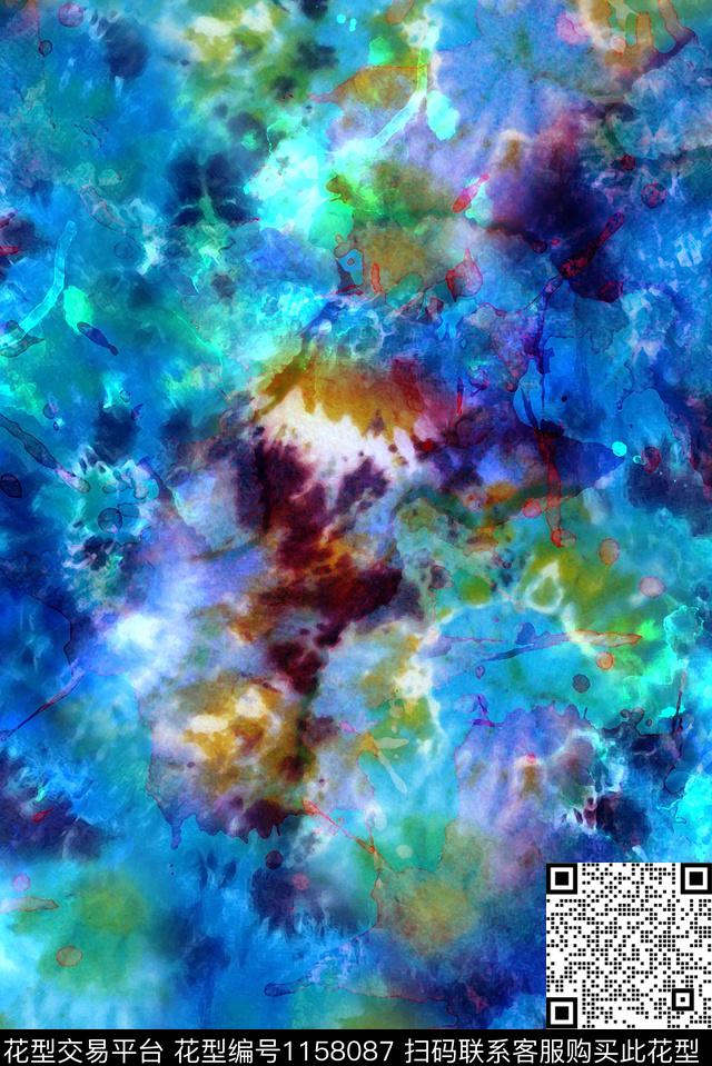 扎染华亿平台抽象艺术迷彩数码印花华亿平台下载（图片编号: 1158087） - 瓦栏（Walan）