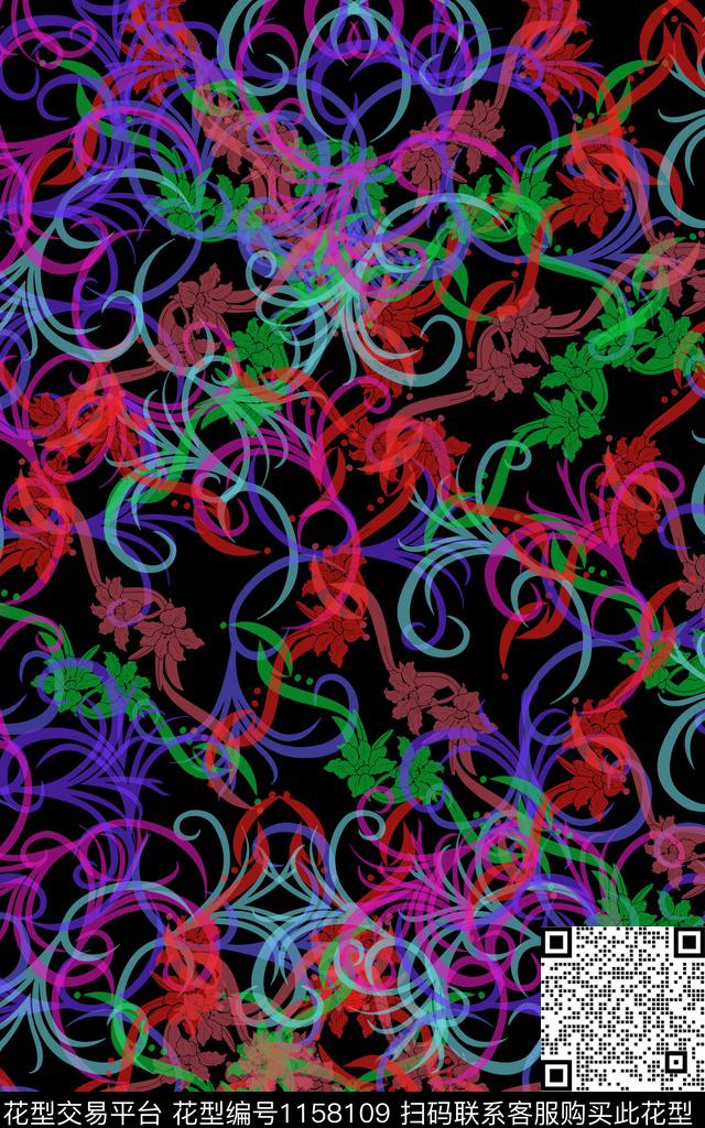 抽象花卉男装夹克数码印花华亿平台下载（图片编号: 1158109） - 瓦栏（Walan）