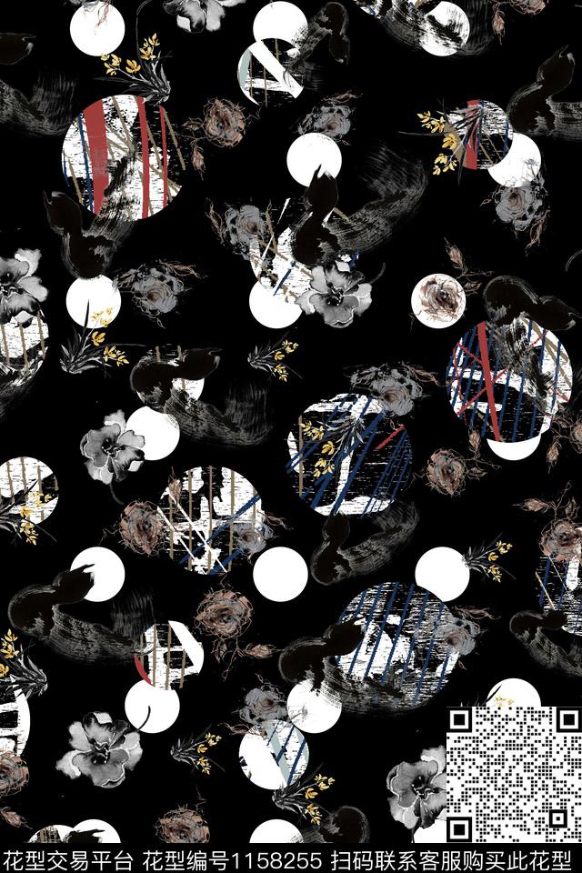 男装几何花卉数码印花华亿平台下载（图片编号: 1158255） - 瓦栏（Walan）