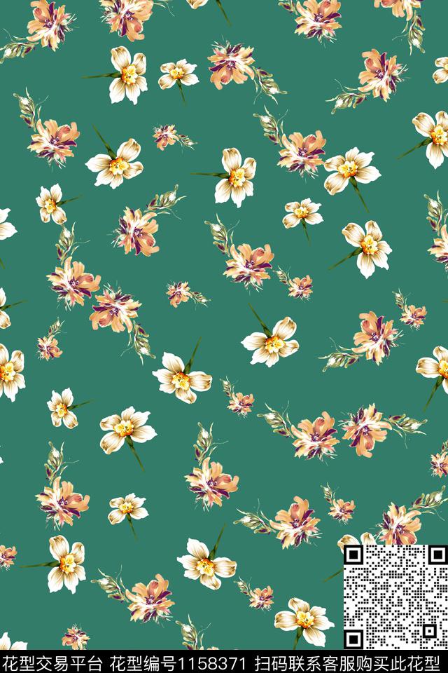 清爽底花卉小碎花小清新数码印花华亿平台下载（图片编号: 1158371） - 瓦栏（Walan）