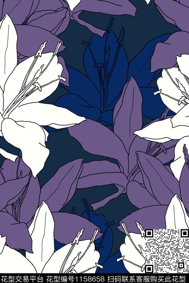 花瓣百合女装传统印花华亿平台下载（图片编号: 1158658） - 瓦栏（Walan）