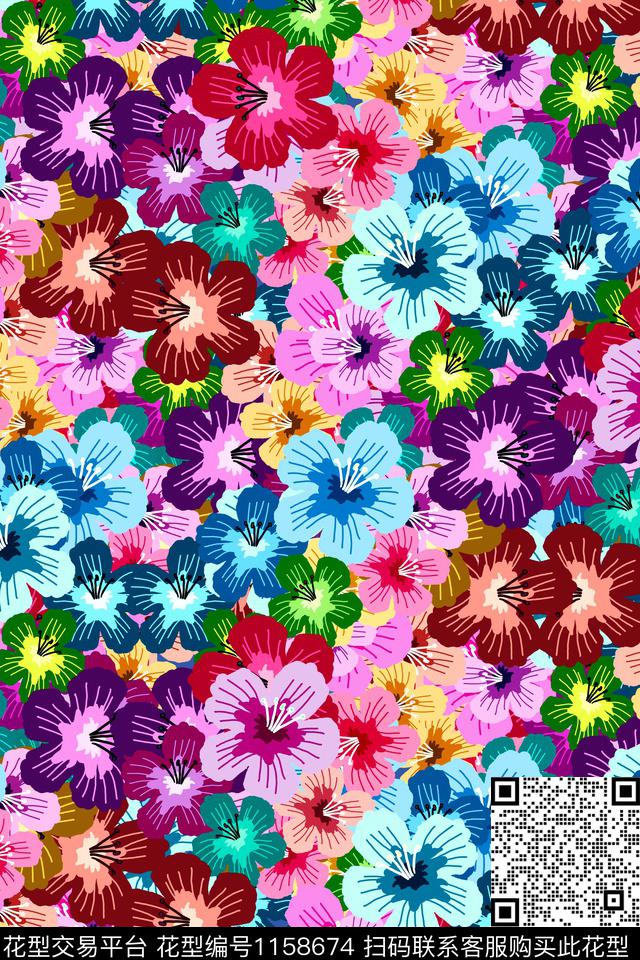热带华亿平台民族花卉小碎花数码印花华亿平台下载（图片编号: 1158674） - 瓦栏（Walan）