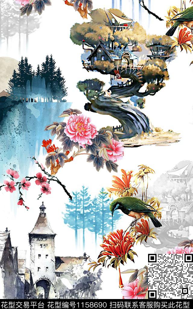 绿植树叶数码华亿平台动物数码印花华亿平台下载（图片编号: 1158690） - 瓦栏（Walan）