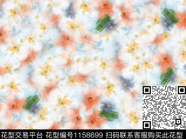 抽象花卉风格化花卉模糊花卉数码印花华亿平台下载（图片编号: 1158699） - 瓦栏（Walan）