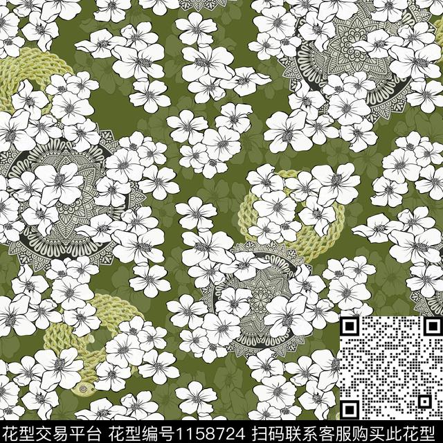 几何曼陀罗珠宝宝石数码印花华亿平台下载（图片编号: 1158724） - 瓦栏（Walan）