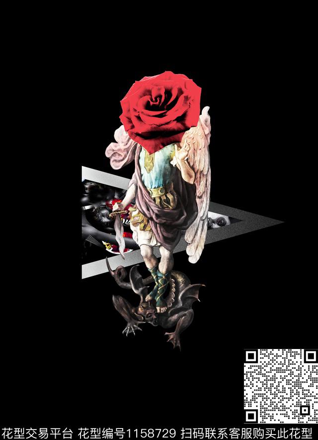 玫瑰花油画人物卫衣数码印花华亿平台下载（图片编号: 1158729） - 瓦栏（Walan）