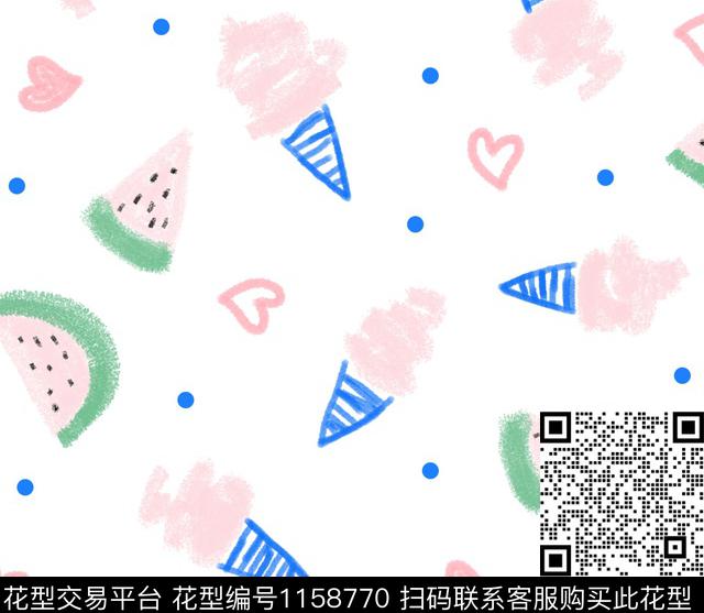 卡通爱心西瓜传统印花华亿平台下载（图片编号: 1158770） - 瓦栏（Walan）