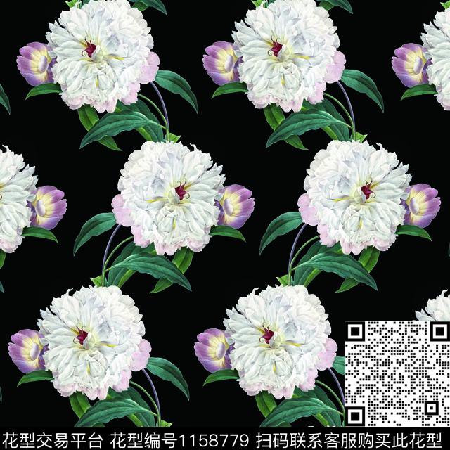 数码华亿平台手绘花卉大花数码印花华亿平台下载（图片编号: 1158779） - 瓦栏（Walan）
