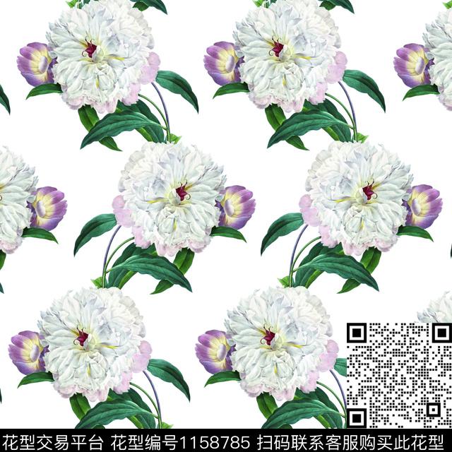 数码华亿平台手绘花卉大花数码印花华亿平台下载（图片编号: 1158785） - 瓦栏（Walan）
