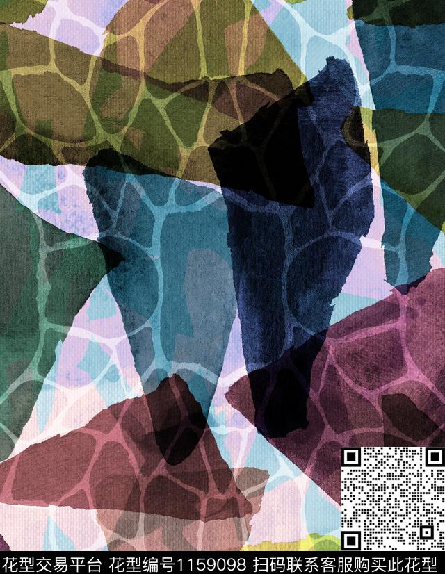 抽象创意艺术迷彩数码印花华亿平台下载（图片编号: 1159098） - 瓦栏（Walan）