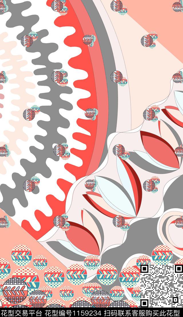 几何趣味抽象数码印花华亿平台下载（图片编号: 1159234） - 瓦栏（Walan）