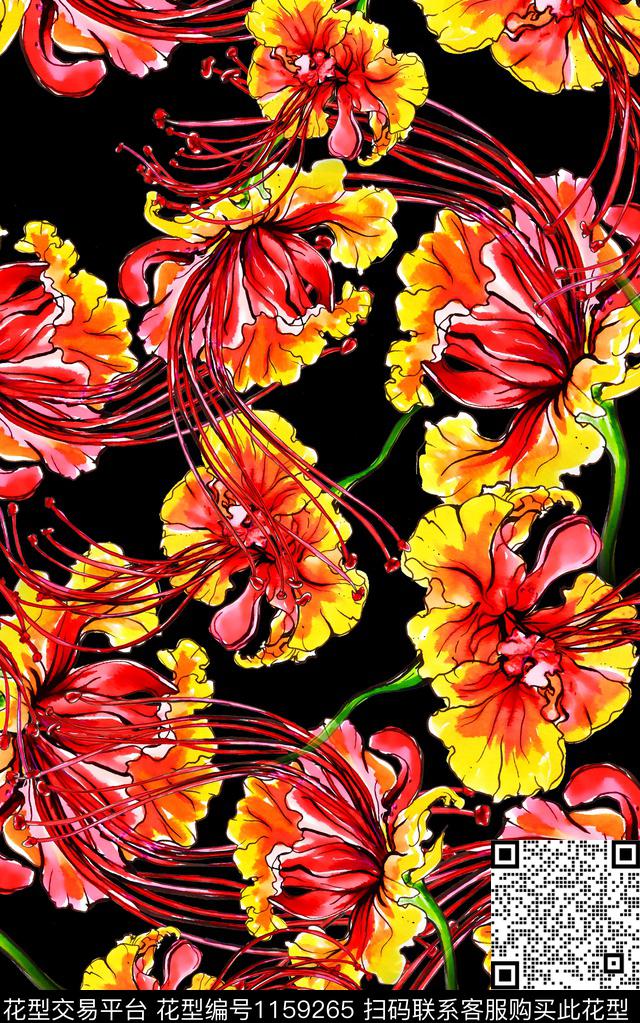 绿植树叶大牌风花卉数码印花华亿平台下载（图片编号: 1159265） - 瓦栏（Walan）