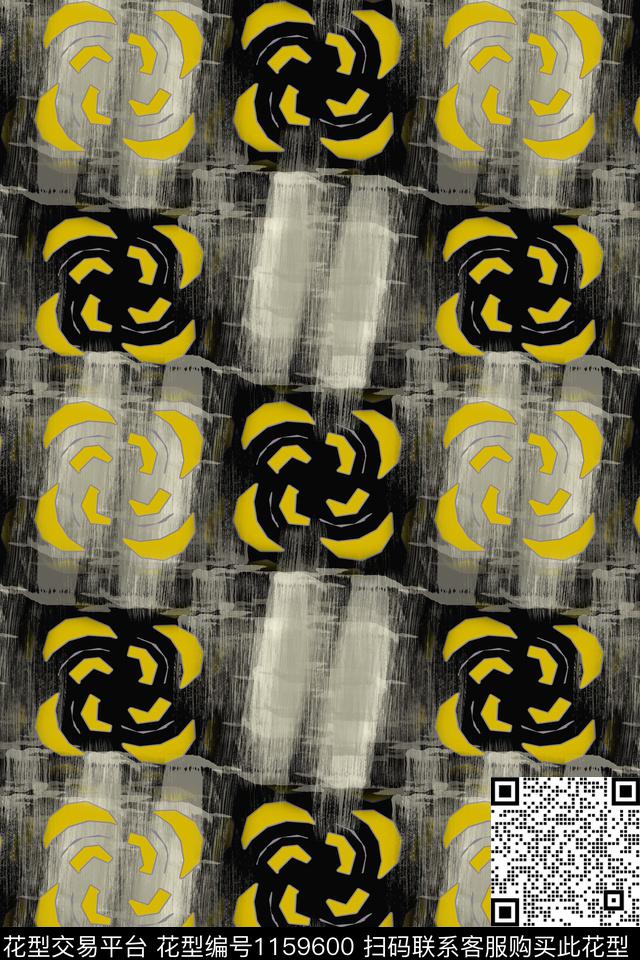 几何精致几何手绘线条笔触数码印花华亿平台下载（图片编号: 1159600） - 瓦栏（Walan）