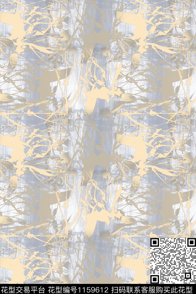 抽象手绘线条笔触男装休闲花卉数码印花华亿平台下载（图片编号: 1159612） - 瓦栏（Walan）