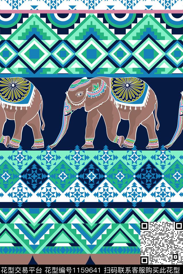 大象东南亚部落风传统印花华亿平台下载（图片编号: 1159641） - 瓦栏（Walan）