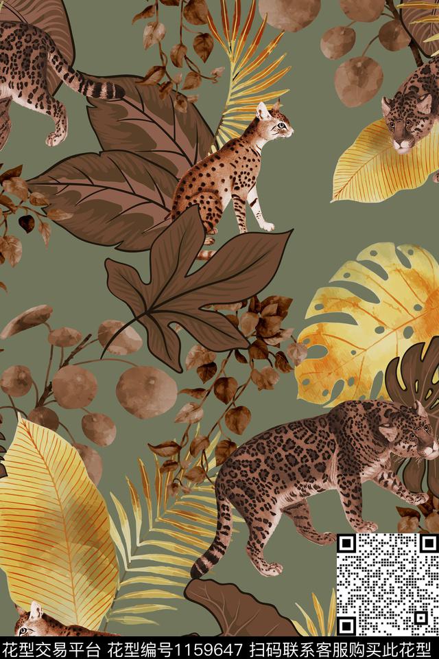 绿植树叶动物热带华亿平台传统印花华亿平台下载（图片编号: 1159647） - 瓦栏（Walan）