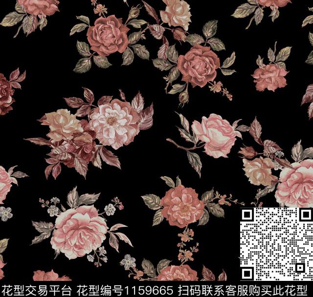 玫瑰花水彩花卉手绘花卉传统印花华亿平台下载（图片编号: 1159665） - 瓦栏（Walan）