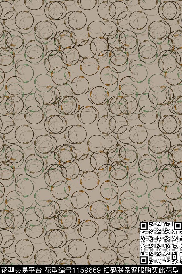 抽象圆圈与波点男装休闲花卉数码印花华亿平台下载（图片编号: 1159669） - 瓦栏（Walan）