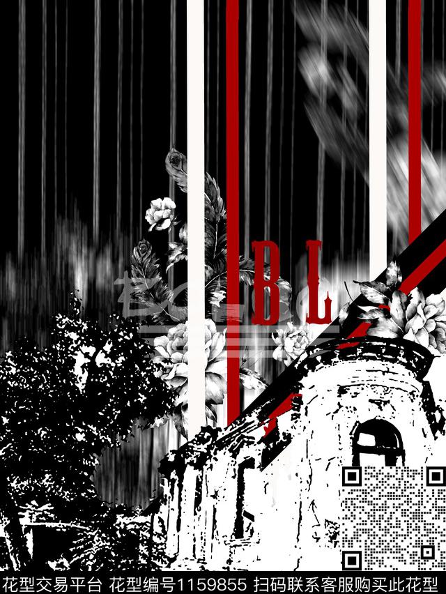 抽象男装大牌风复古数码印花华亿平台下载（图片编号: 1159855） - 瓦栏（Walan）