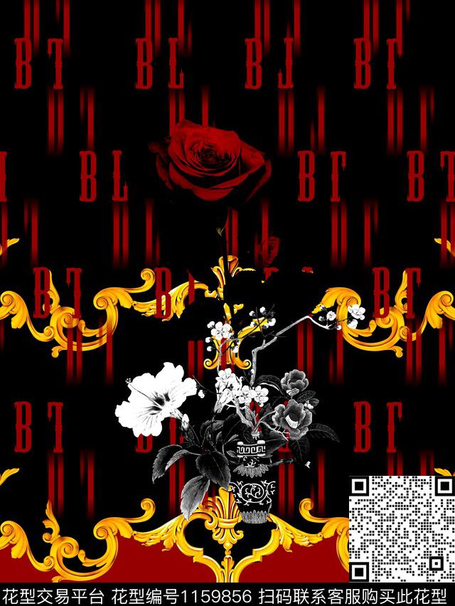 抽象男装大牌风几何字母数码印花华亿平台下载（图片编号: 1159856） - 瓦栏（Walan）