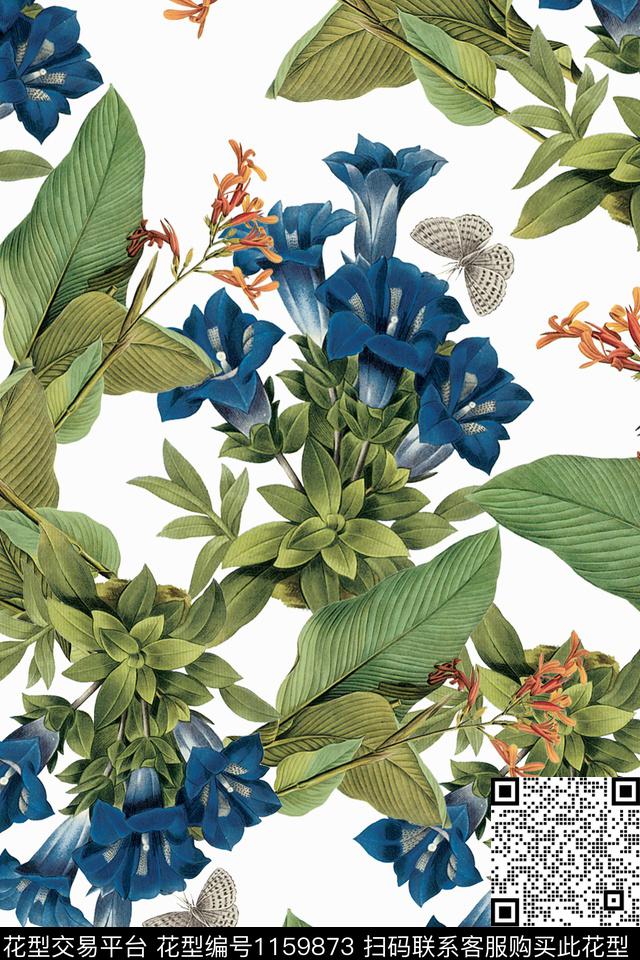 牵牛花抽象大牌风数码印花华亿平台下载（图片编号: 1159873） - 瓦栏（Walan）