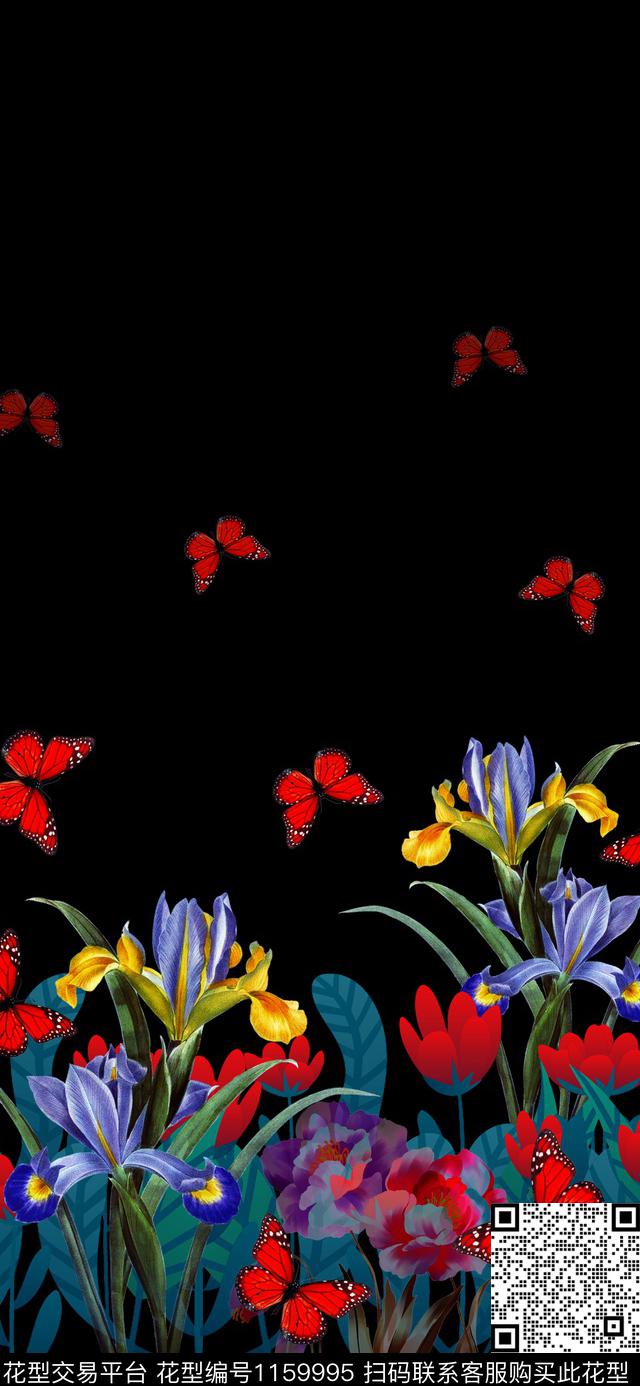 蝴蝶热带华亿平台定位花数码印花华亿平台下载（图片编号: 1159995） - 瓦栏（Walan）