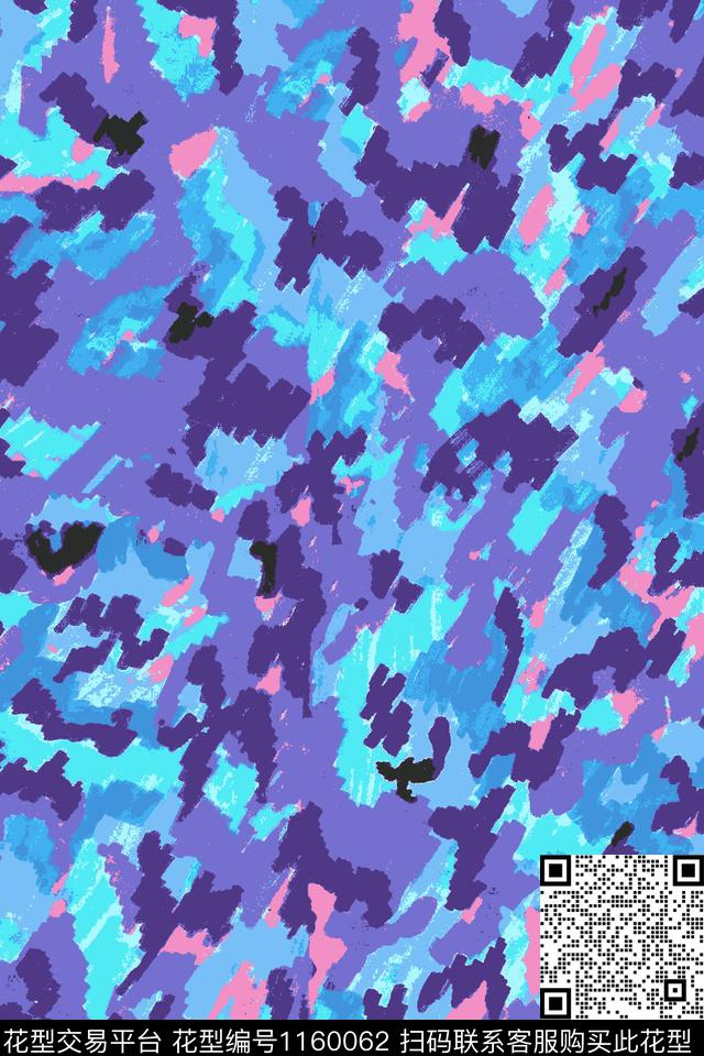 迷彩抽象花卉肌理数码印花华亿平台下载（图片编号: 1160062） - 瓦栏（Walan）