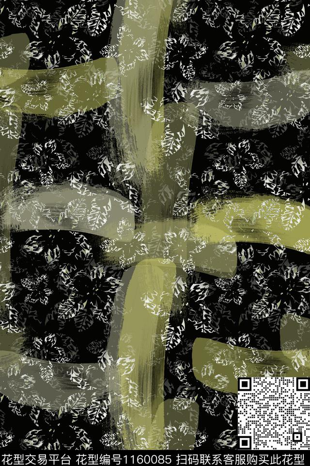 抽象花卉男装休闲花卉手绘线条笔触数码印花华亿平台下载（图片编号: 1160085） - 瓦栏（Walan）