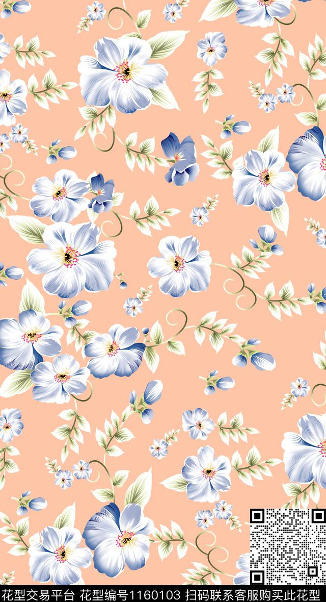 清爽底花卉女装数码华亿平台数码印花华亿平台下载（图片编号: 1160103） - 瓦栏（Walan）