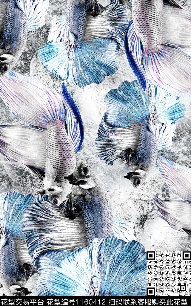 笔触肌理抽象数码印花华亿平台下载（图片编号: 1160412） - 瓦栏（Walan）